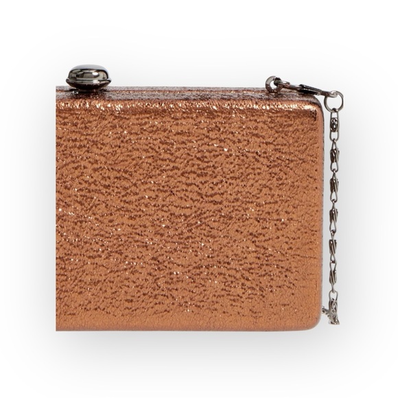 new Glitter Box Clutch Minaudière Evening Handbag ☾ Gold Drop In Chain Handle ☾ - Picture 15 of 16